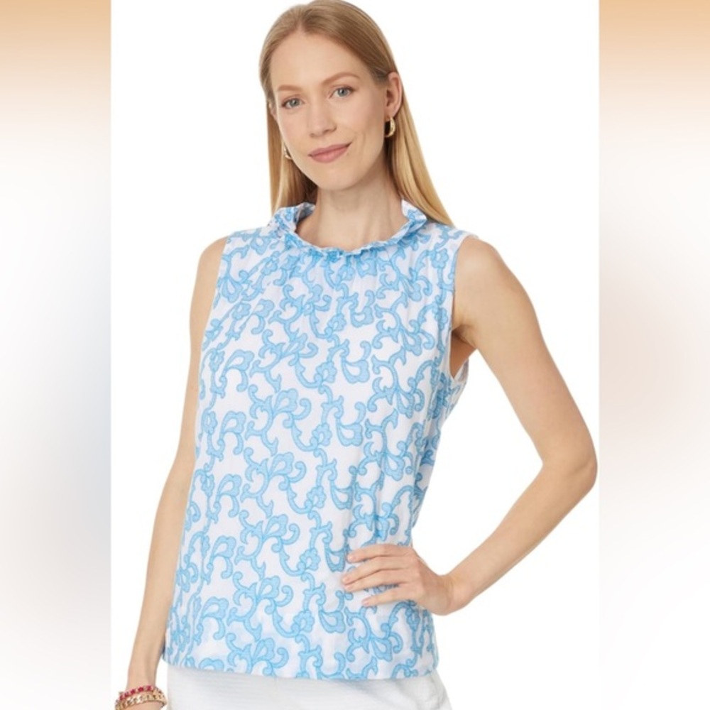 Lilly Pulitzer Dahliana size L NWT white and Blue